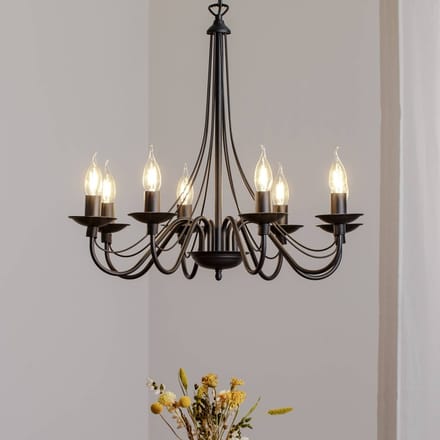 ALDEX Kroonluchter roze, zwart, 8-lamps, metaal