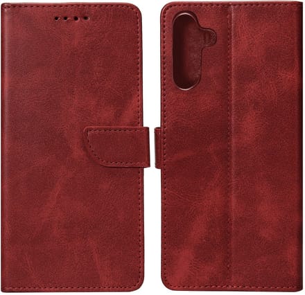 Rixus Bookcase For Samsung Galaxy S25 FE Dark Red