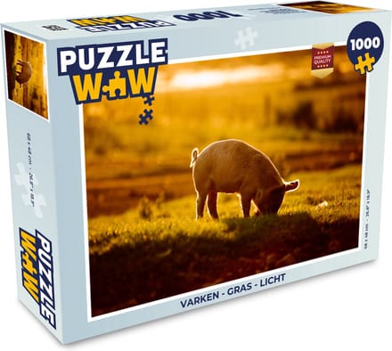 Puzzel Varken - Gras - Licht - Legpuzzel - Puzzel 1000 stukjes volwassenen