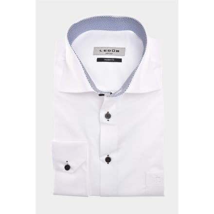 Ledûb Overhemd Dot Collar Contrast Wit / male