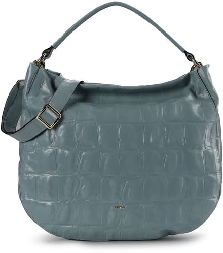 abro Leren schoudertas Leather Maxi Cocco Hobo Bag Mia Sapphire Lichtblauw