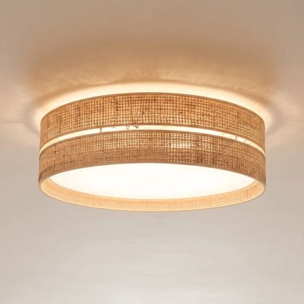 TK Lighting Plafondlamp Calma, beige, raffia, Ø 60 cm, E27