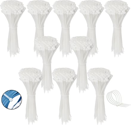 Polyamide kabelbinders, tie rips, witte kabelbinders, 300x4,8 mm / 1000 stuks