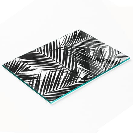 Decoratieve serveerplank van glas met palmbladerenmotief, 80x52 cm