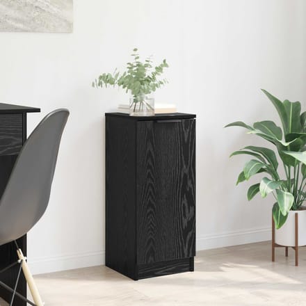 vidaXL - Dressoir - Zwart - Eiken - 30 - x - 30 - x - 70 - cm - Bewerkt - hout