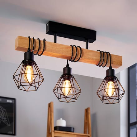 EGLO Townshend 5 Plafondlamp - E27 - 55 cm - Zwart/Bruin - FSC Hout