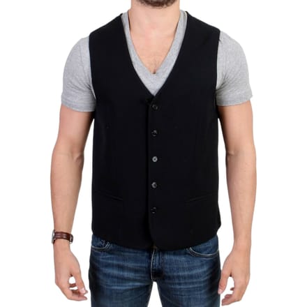 Zwart Wol Vest Klassieke Stijl