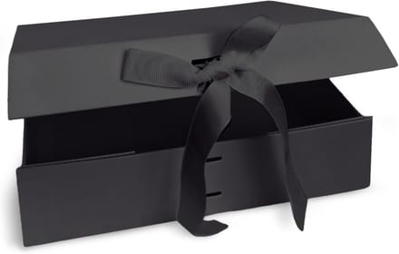 Geschenkdoos met deksel en magneetsluiting, 23 x 17 x 7 cm, inclusief strik, zwart