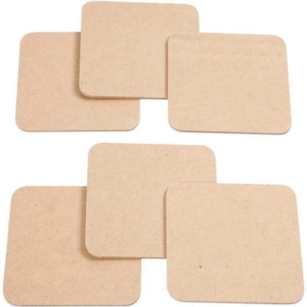 CC MDF Onderzetters Vierkant 10x10 cm 6 stuks