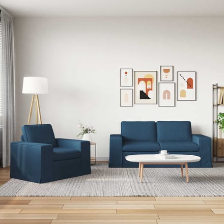 vidaXL Bankstel 2 pcs Blauw 182 x 80 x 82 cm Stof