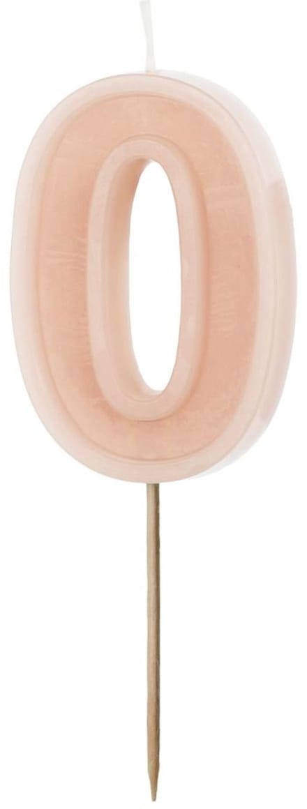 Taartkaars nummer 0 oudroze 6cm