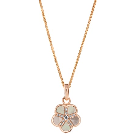 Orphelia 'Daisy' Dames 925 Zilveren Set: Ketting + Oorbellen + Ring - Roze SET-7585/RG