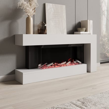 Meubella - Jumea - Elektrische sfeerhaard - Wit - 120x23x56 cm