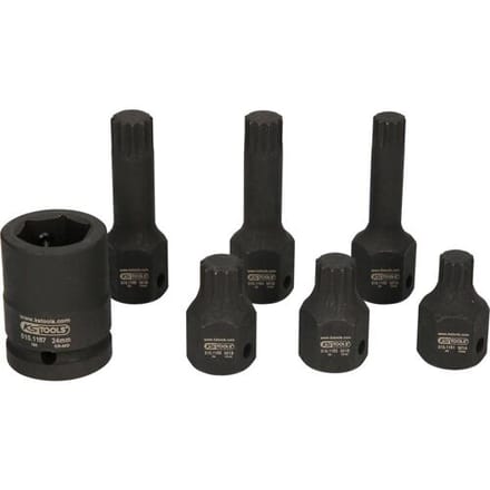 KS TOOLS 1/2" Speciale Krachtbit-Dopsleutelset Veeltand 7-delig M14-M18 - 515.1160