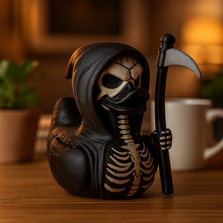 TheDuckSpecialist – Kleine Doodshoofd Eend – 3D-geprint Gotisch Halloween Beeldje – Striking Display Decor