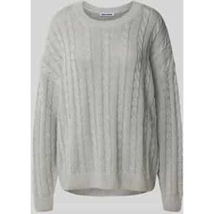 Gebreide pullover met kabelpatroon en ronde hals