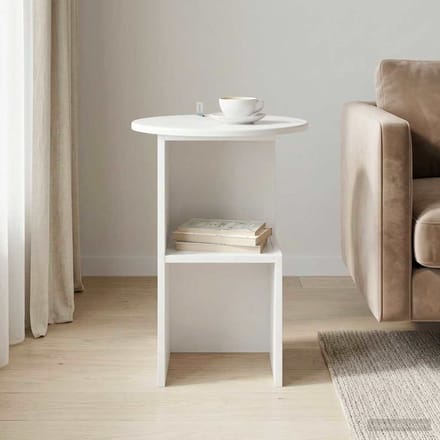 vidaXL - Bijzettafel - Wit - Ø - 39,5 - x - 55 - cm - Bewerkt - hout