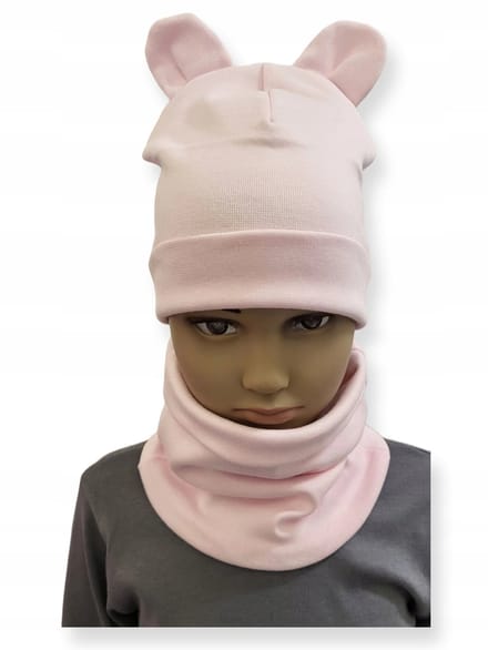 Dartomik - Kinder Accessoires Set - Muts met Oren - Sjaal - Lichtroze