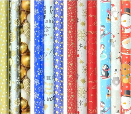 CHRISMAS COMPLETE cadeaupapier - Kerstpapier inpakpapier voor Kerst - 3 meter x 70 cm - 12 rollen