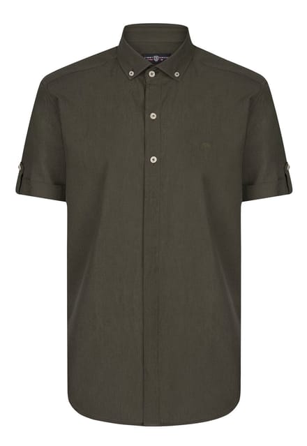 Jimmy Sanders Linnen Katoen Blend Shirt - Overhemd Heren Khaki - M