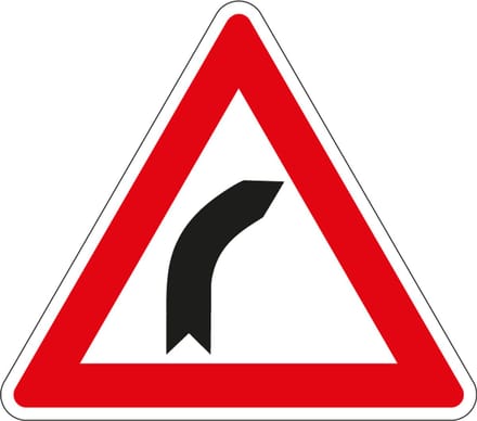 Bocht naar rechts sticker, J2 100 mm