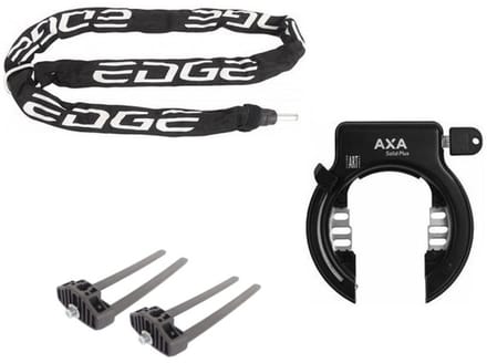 Axa Solid Plus Ringslot ART2 Zwart + Insteekketting 140 cm 5,5 mm Zwart + Flex Mount Bevestigingsset