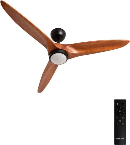 CREATE - Plafondventilator 40W stil Ø152 cm 100% hout - M - Met licht - Afstandsbediening - WIND CENTURY