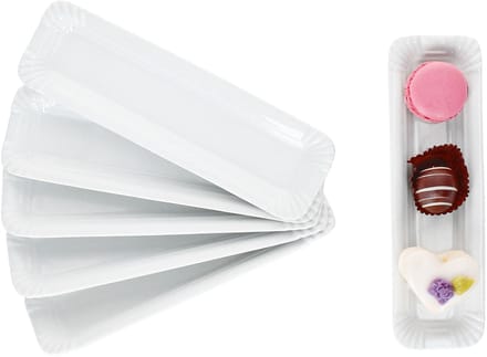 Set van 6 PUR papieren borden klein langwerpig van wit porselein - 24302111