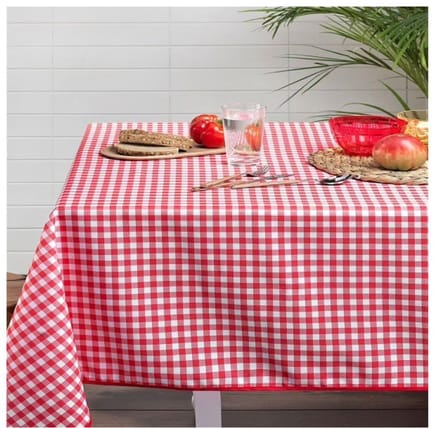 Promo Linnen Rechthoekig Tafelkleed Vlekbestendig 100% Polyester Gingham Patroon