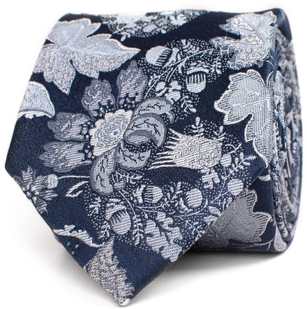 TRESANTI | ARNESANO | Zijden stropdas met bloemen | Blauw