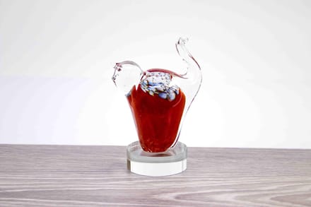 Mini Urn Rode Kat van Mondgeblazen Loranto Glas