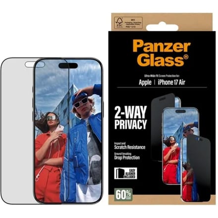 PanzerGlass Screenprotector geschikt voor Apple iPhone Air Glazen | PanzerGlass Ultra-Wide Fit Privacy Screenprotector Privacy - Case Friendly - Zwart