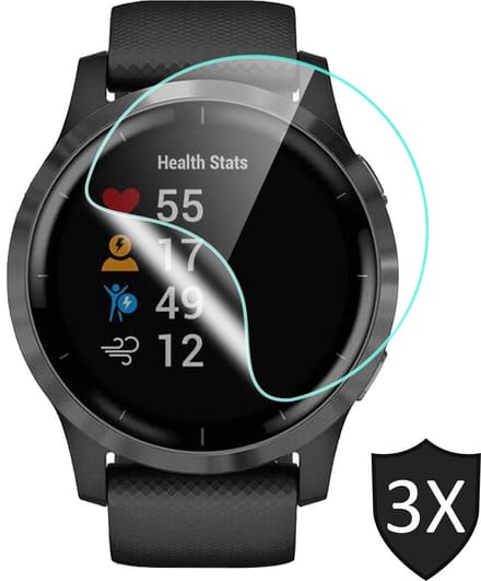 Screenprotector geschikt voor Garmin Vivoactive 4 - Crystal Clear PET Glas Folie - 3 Stuks