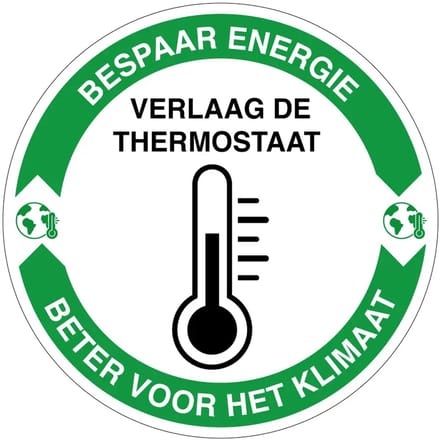Verlaag de thermostaat energie besparen sticker | 10 cm