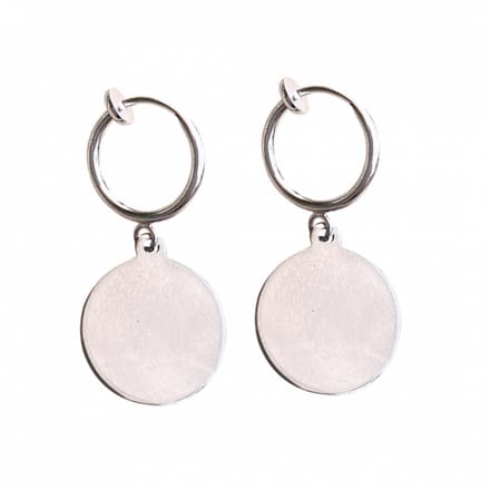 Klem oorbellen gladde zilverkleur munt 1.5 cm