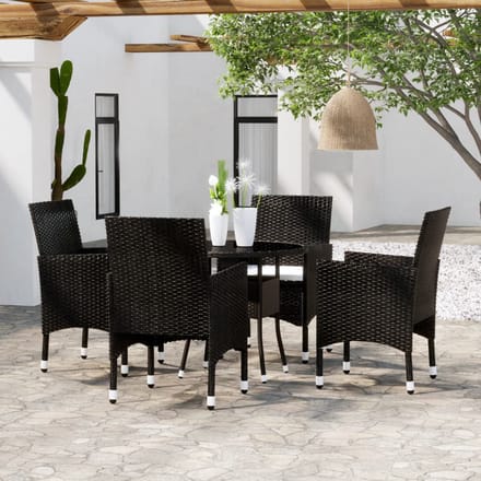 vidaXL - 5-delige - Tuinset - poly - rattan - zwart