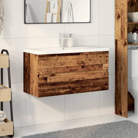 vidaXL - Wastafelkast - met - ingebouwde - wasbak - oud - houtkleurig