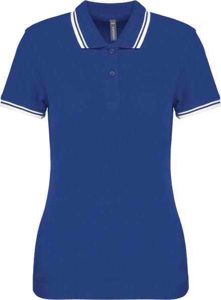 Kariban Gestreepte damespolo korte mouwen K273 - Royal Blue / White - S