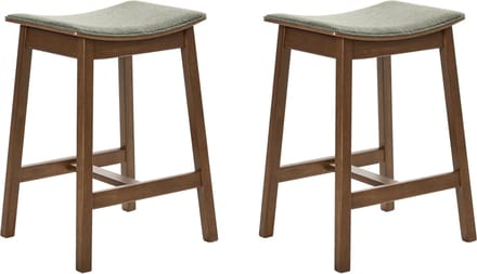 DIXON - Barkruk set van 2 - Donkerbruin/Groen - Rubberhout