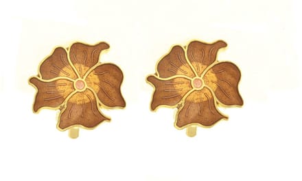 Behave - Oorclips dames - bloemmotief - bruin - 2 cm