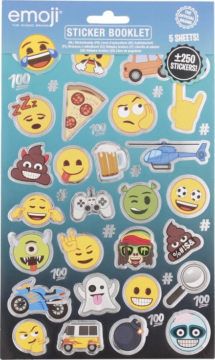 Emoji stickerblok "100" +/- 250 stuks