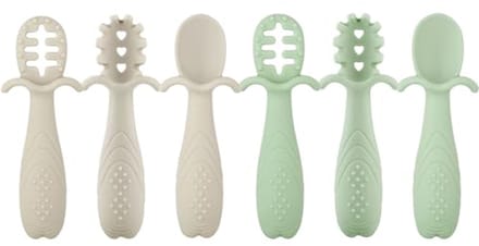 Set van 6 siliconen lepels voor baby's - flexibel en BPA-vrij