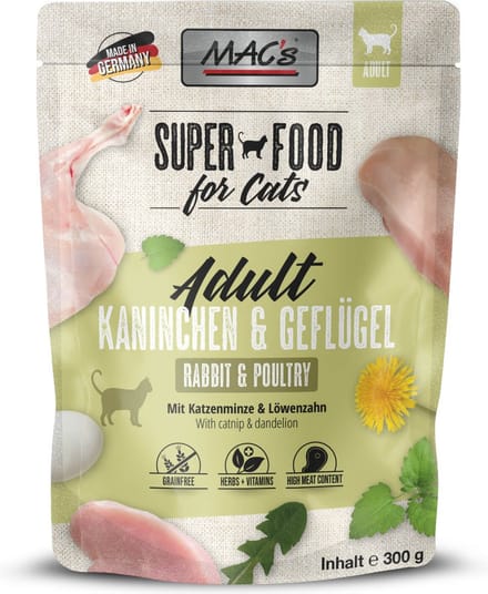 MAC's kattenvoer natvoer maaltijdzakjes - Konijn & Gevogelte - hoog vlees gehalte 98,9% _6x 300g