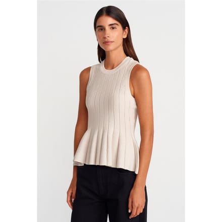 Geribbelde Mouwloze Rimpelblouse