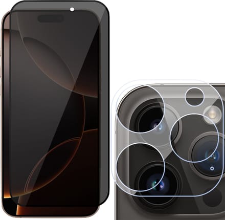 Screenprotector & Camera Protector geschikt voor iPhone 16 Pro - Volledig Dekkend Gehard Glazen Tempered Glass Krasbestendig