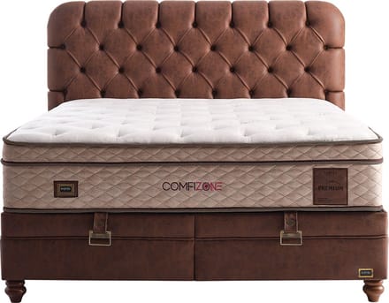 BSS Bedding Comfizone - Bed Boxspring Set - Complete Boxspring - 180x200 - Slaapkamerbed - 1 x Matras met Topper, 2 x Bedbox, 1 x Hoofdbord