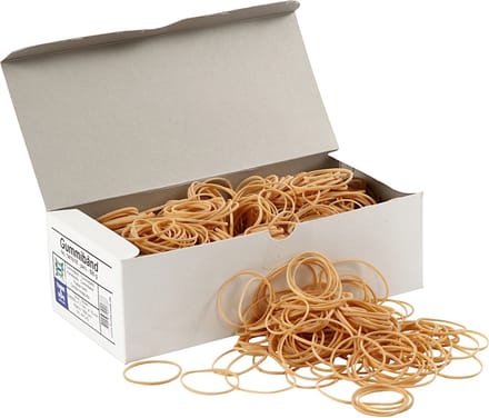 Elastieken, d 5-8 cm, dikte 1 mm, ca. 1600 stuk, 500 gr/ 1 doos