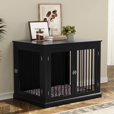 Hondenbox Meubel - Hondenhuis Bench - Veilige Rustplaats - Interactief Klapdeksel - 98 x 71 x 79 cm - Zwart