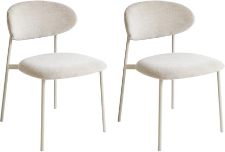 COWLEY - Eetkamerstoel set van 2 - Lichtbeige - Chenille