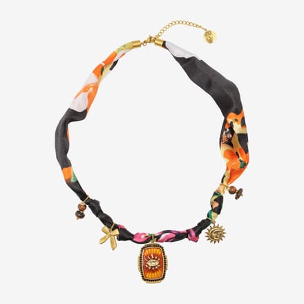 Essenza Multicolor Scarf Bandana With Pendants Necklace